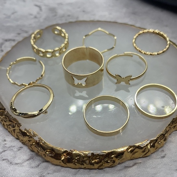 Whimsy Butterfly Band Gold Stackable Rings - Picture 8 of 10